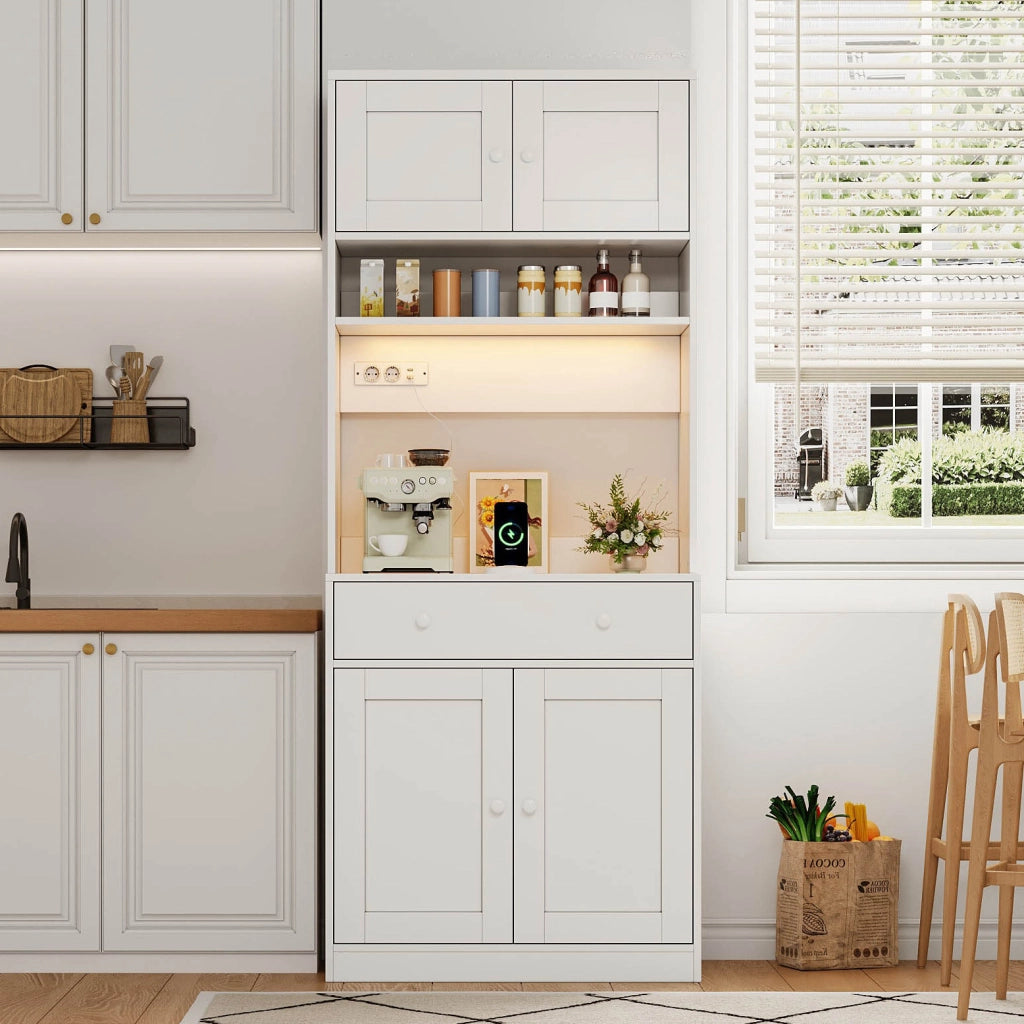 Mobile alto da cucina 72x40x180 cm con LED RGB e prese
