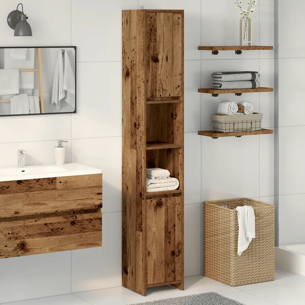 Mobile da Bagno Legno Antico 30x30x183,5 cm in Truciolato