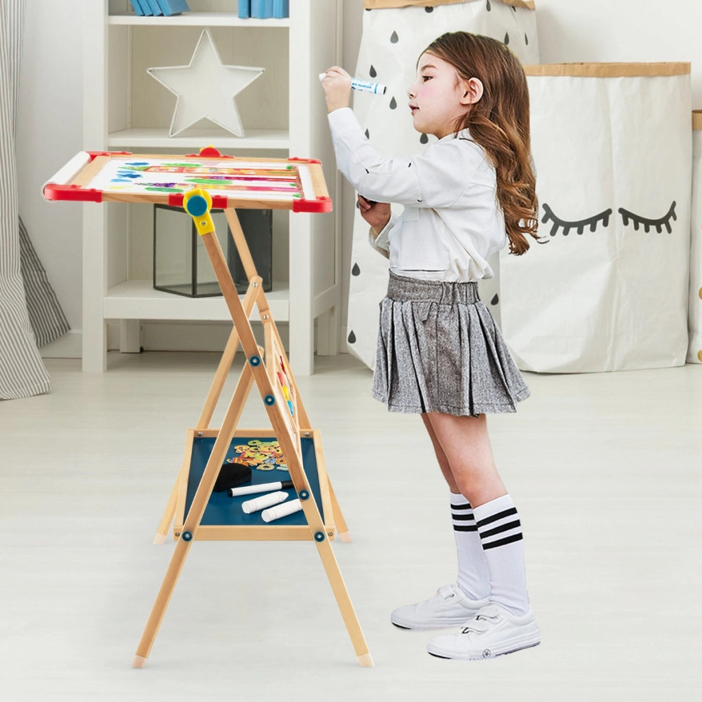 Cavalletto artistico per bambini girevole a 360¡ã con vassoio rotolo di carta, Lavagna da disegno a doppia faccia-Cavalletti e lavagne bambini