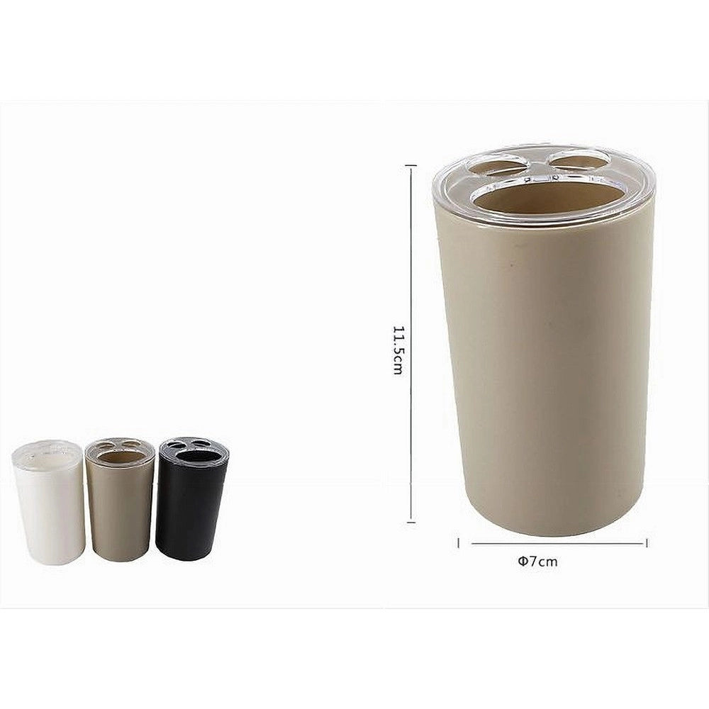 Trade Shop - Porta Spazzolini Dentifricio Bicchiere A 3 Fori Accessorio Arredo Da Bagno 52389 -