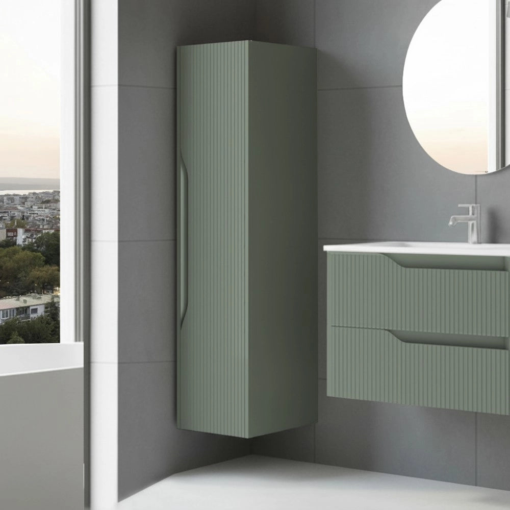Colonna bagno sospesa Soho colore verde opaco effetto cannettato 35x30x120H