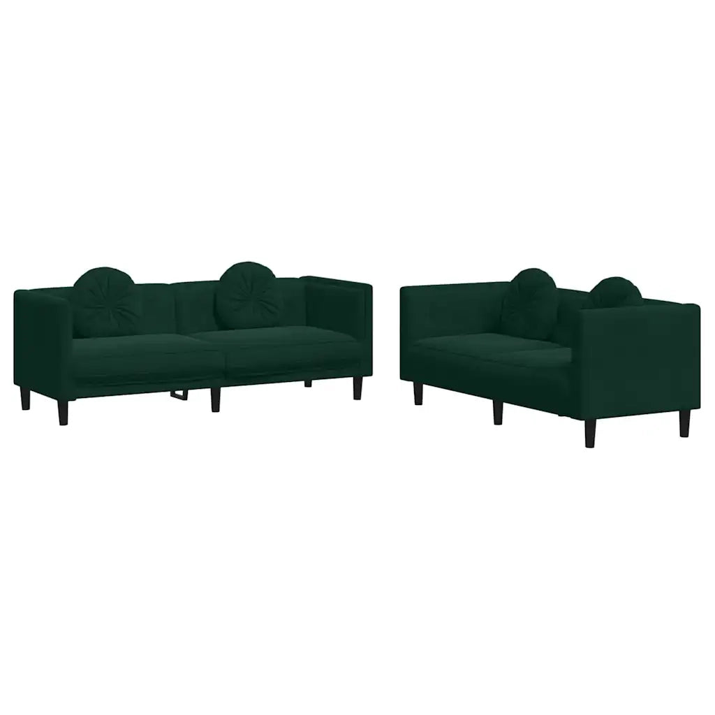 Set di Divani 2 pz con Cuscini Verde Scuro in Velluto 3209259