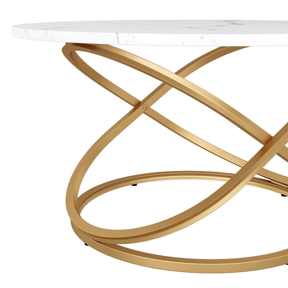 Vicco Tavolino Bianco/Oro 79.5 x 46 cm con ampia superficie di lavoro