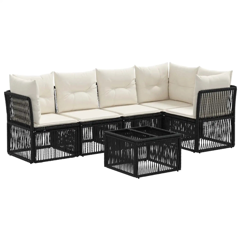 Set Divano da Giardino 6 pcs Nero polyrattan 3434218