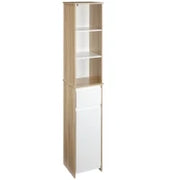 kleankin Scaffale Bagno Salvaspazio in Legno, Mobiletto a Colonna con Ripiani, Armadietto e Cassetto, Bianco, 32.6x30x171.2cm