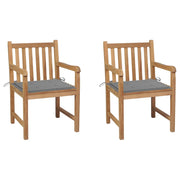 Sedie da Giardino 2 pz con Cuscini Grigi in Massello di Teak cod mxl 8061