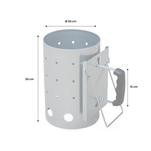 Camino di accensione xl per barbecue a carbonella, 30cm, grigio
