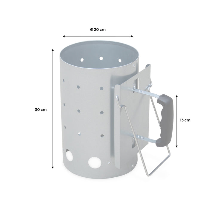 Camino di accensione xl per barbecue a carbonella, 30cm, grigio
