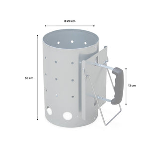 Camino di accensione xl per barbecue a carbonella, 30cm, grigio