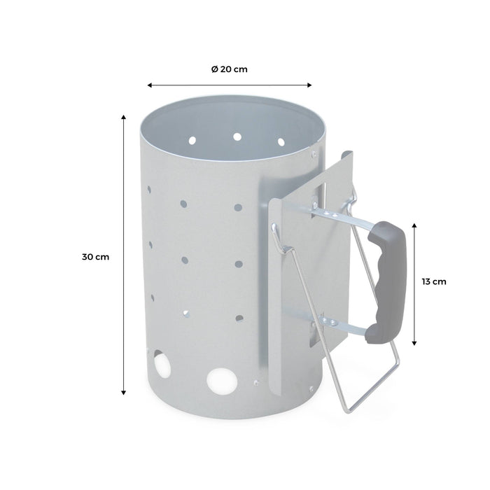 Camino di accensione xl per barbecue a carbonella, 30cm, grigio