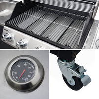 Barbecue a gas a 5 fuochi con 1 bruciatore laterale, nero