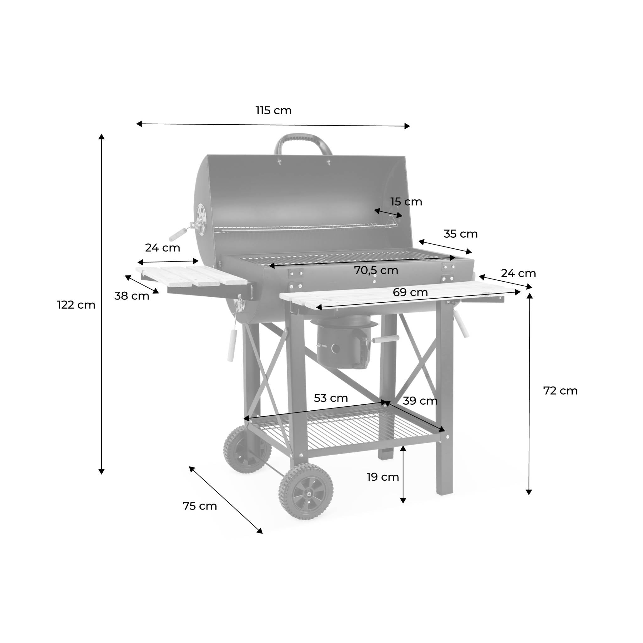 Barbecue a carbonella grill + affumicatore, nero
