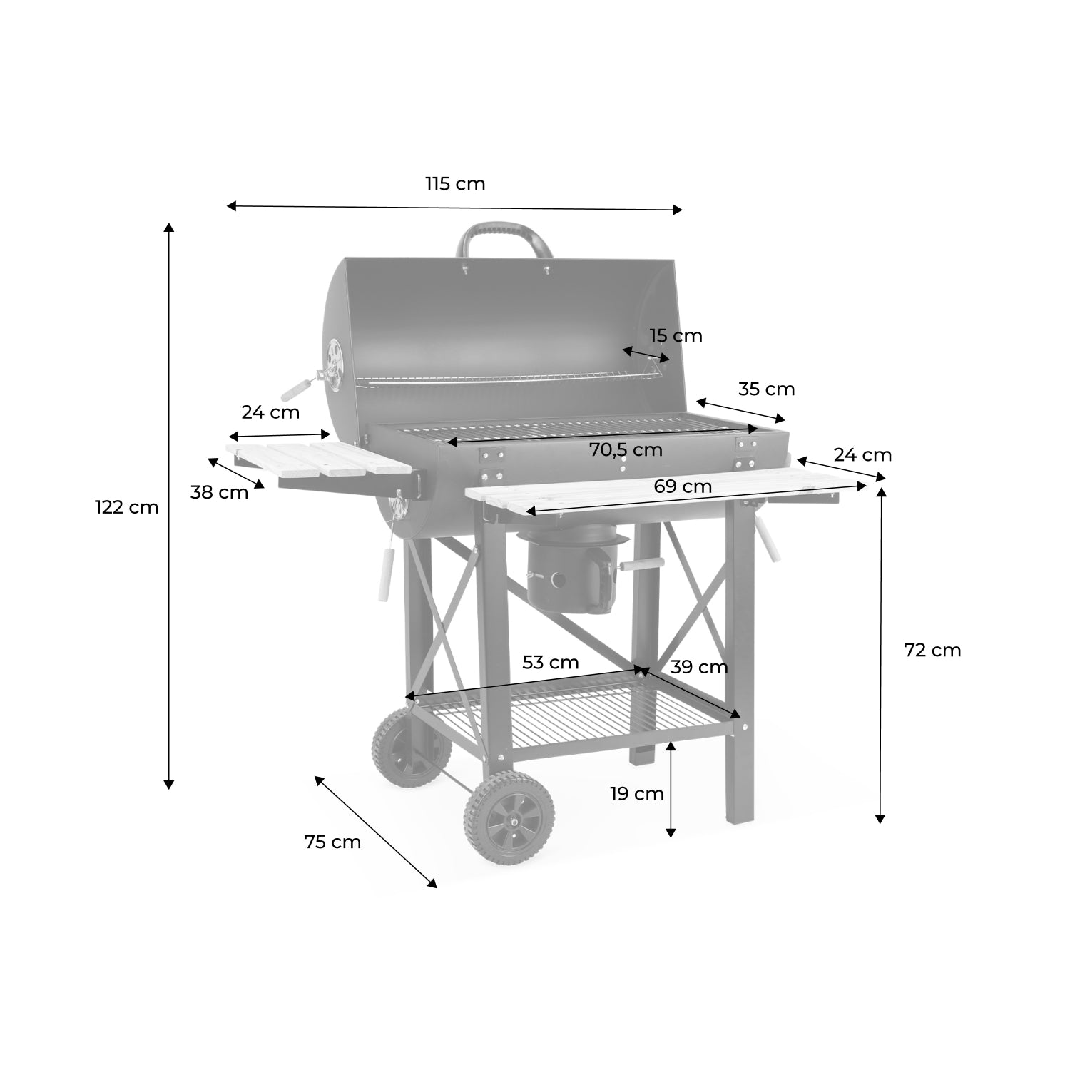 Barbecue a carbonella grill + affumicatore, nero