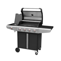 Barbecue a gas a 5 fuochi con 1 bruciatore laterale, nero