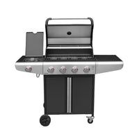 Barbecue a gas a 5 fuochi con 1 bruciatore laterale, nero