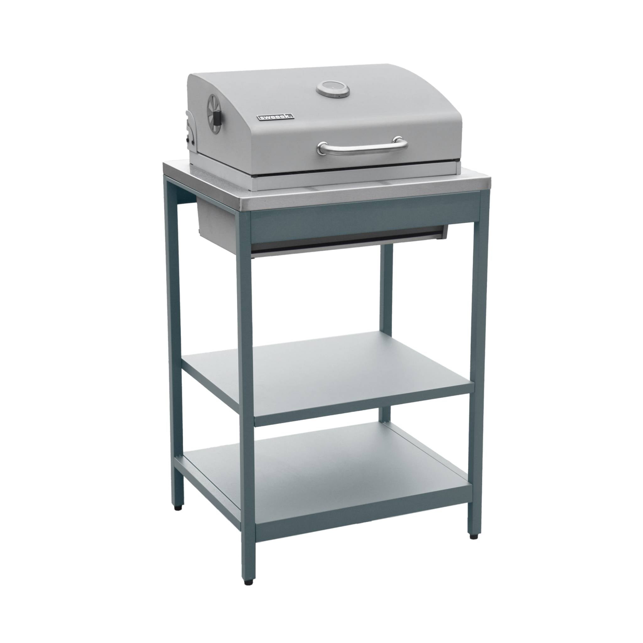 Mobile e barbecue a carbone in acciaio inossidabile con griglia