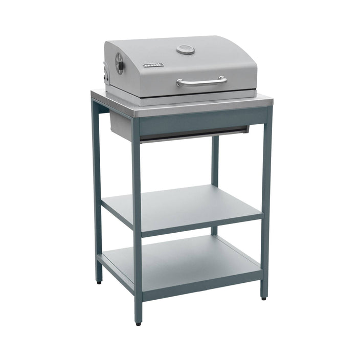 Mobile e barbecue a carbone in acciaio inossidabile con griglia