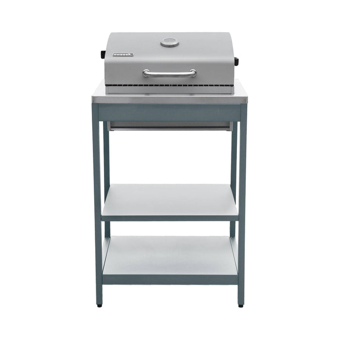 Mobile e barbecue a carbone in acciaio inossidabile con griglia