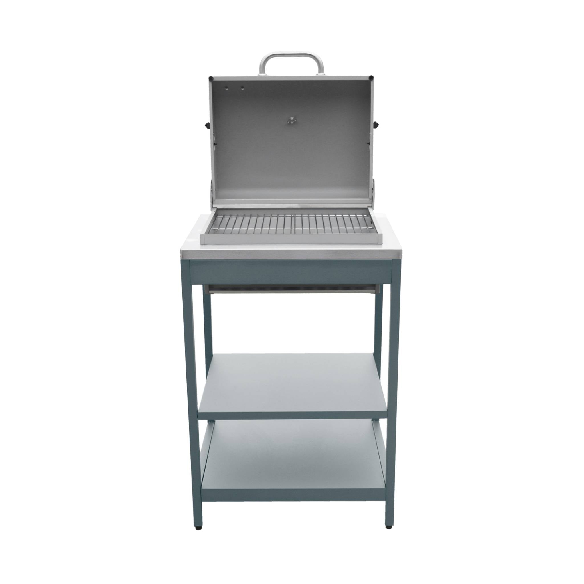 Mobile e barbecue a carbone in acciaio inossidabile con griglia