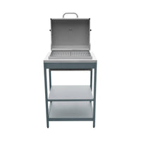 Mobile e barbecue a carbone in acciaio inossidabile con griglia