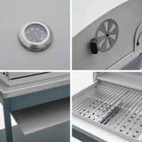 Mobile e barbecue a carbone in acciaio inossidabile con griglia