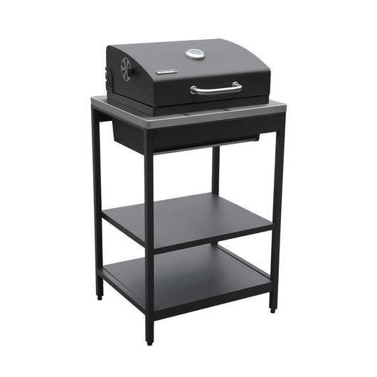 Mobile e barbecue a carbone in acciaio inossidabile con griglia