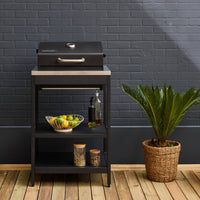 Mobile e barbecue a carbone in acciaio inossidabile con griglia