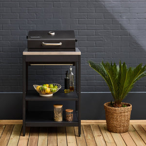 Mobile e barbecue a carbone in acciaio inossidabile con griglia