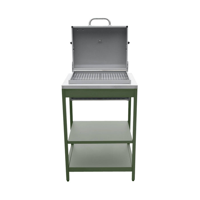 Mobile e barbecue a carbone in acciaio inossidabile con griglia