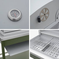 Mobile e barbecue a carbone in acciaio inossidabile con griglia