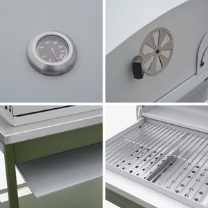 Mobile e barbecue a carbone in acciaio inossidabile con griglia