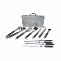 Set di utensili per barbecue, 18 pezzi, grigio