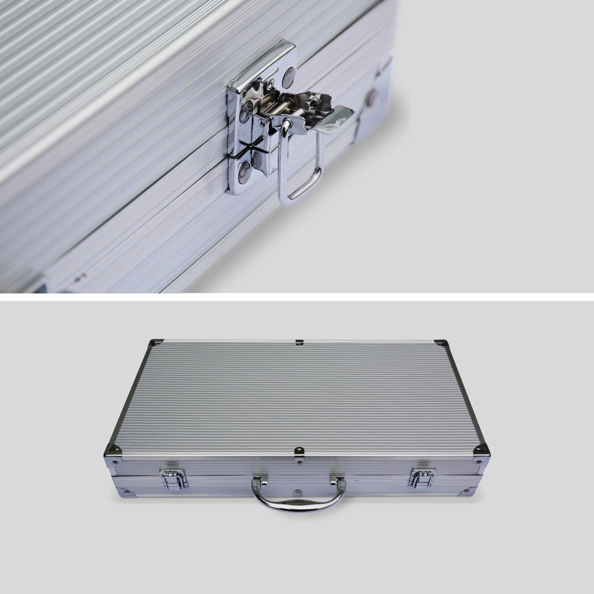 Set di utensili per barbecue, 18 pezzi, grigio