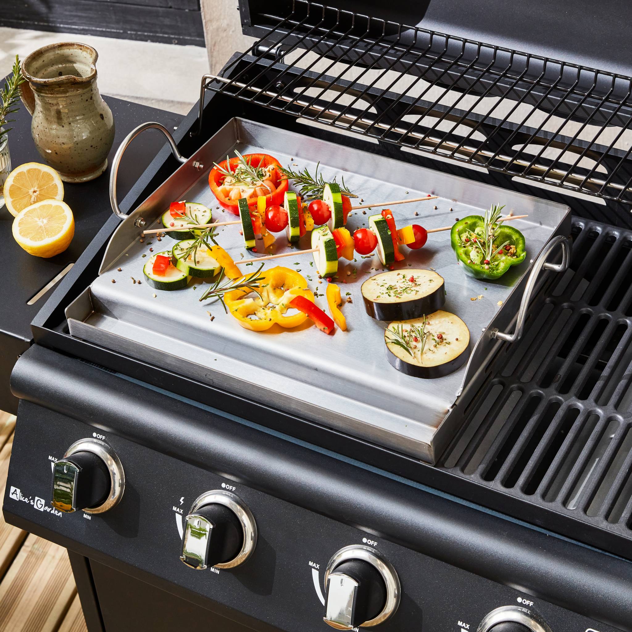 Piastra plancha universale per barbecue 40 cm, inox