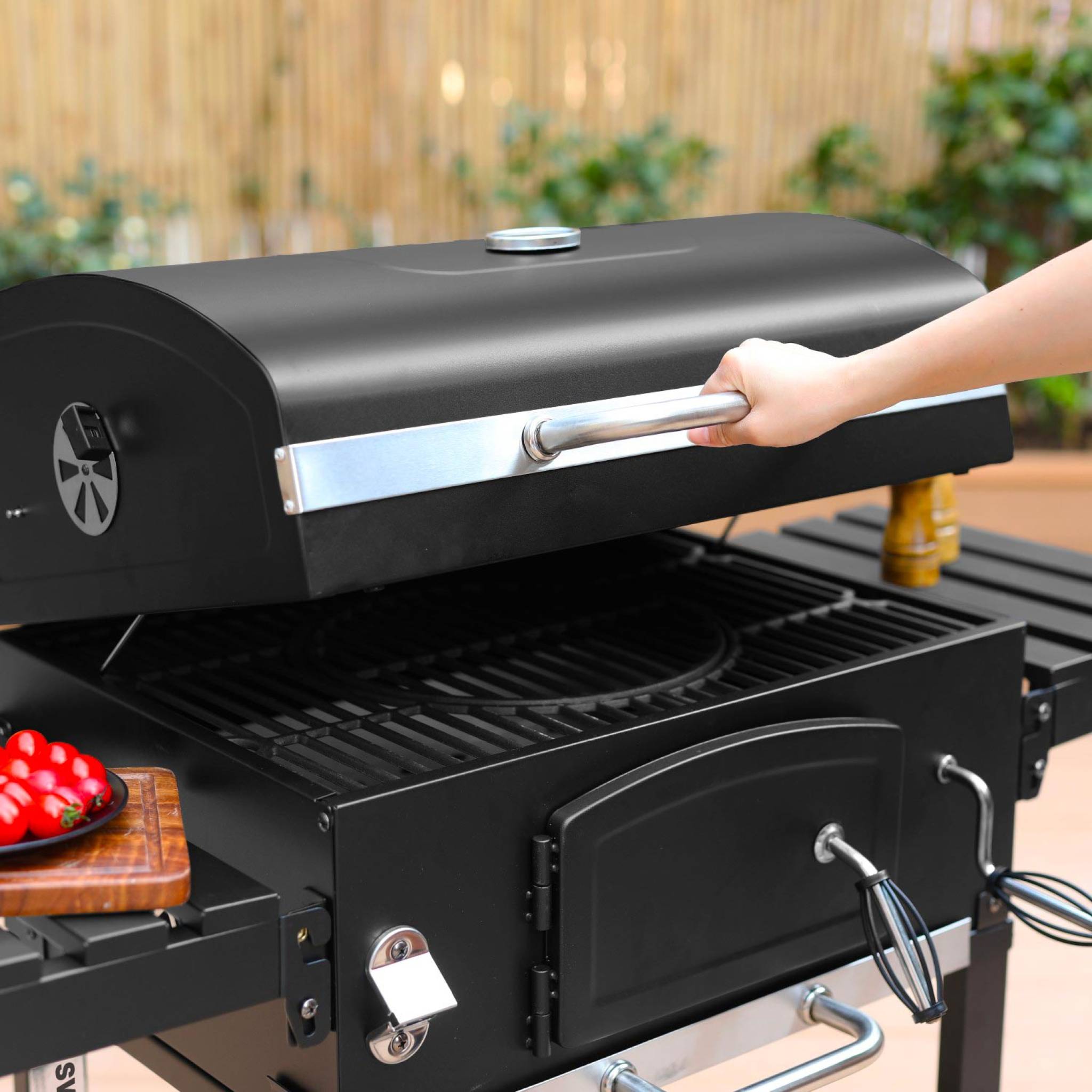 Barbecue a carbonella grill + affumicatore, nero
