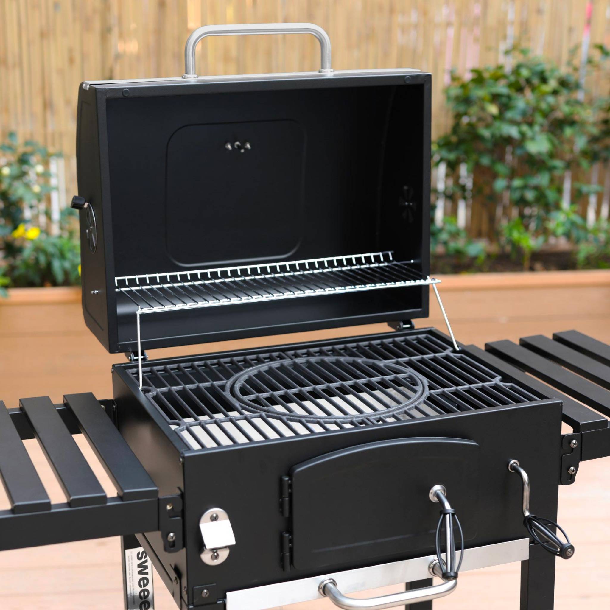 Barbecue a carbonella grill + affumicatore, nero