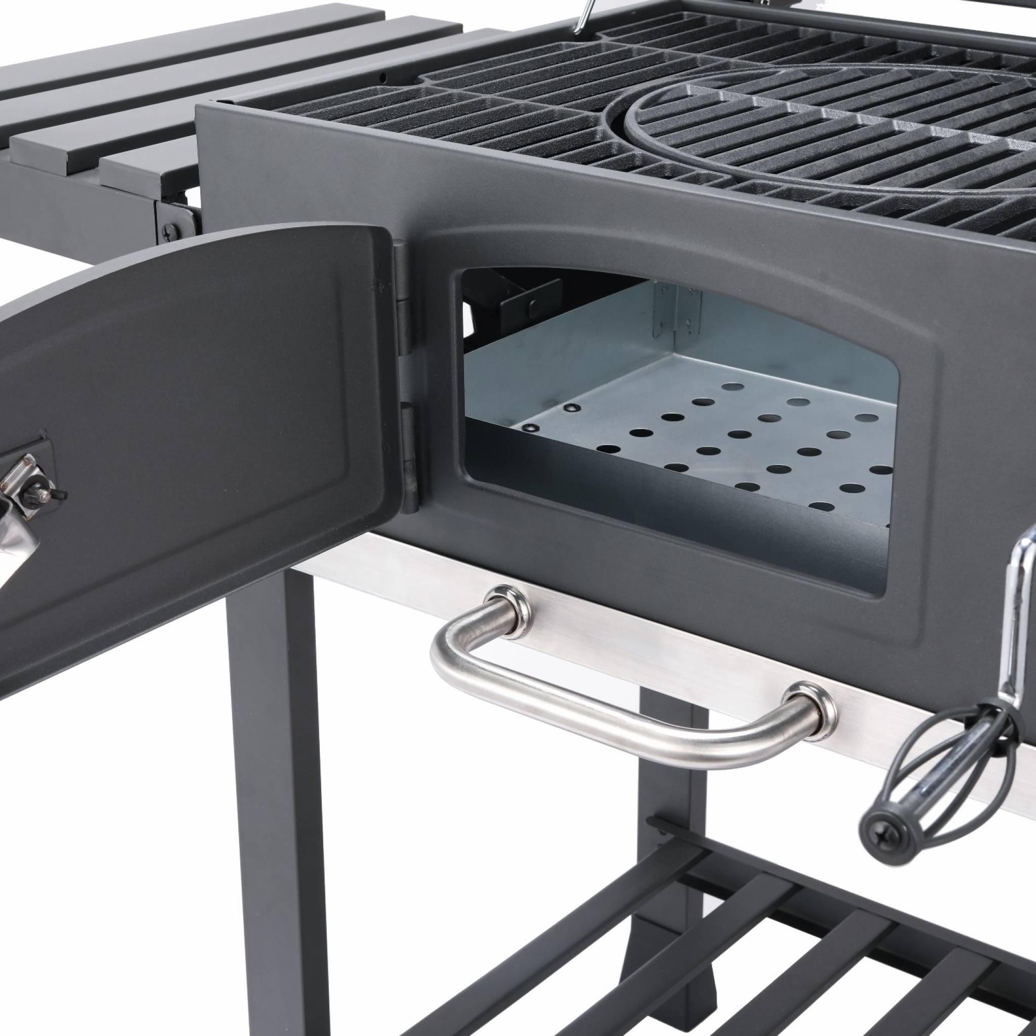 Barbecue a carbonella grill + affumicatore, nero