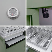 Barbecue a gas 3 bruciatori, 3 ante, 2 spazi di stoccaggio, verde