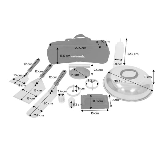 Set di 11 utensili per barbecue, plancha e braciere, nero