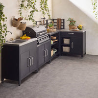 Cucina esterna 5 moduli con barbecue a gas 4 bruciatori, nero