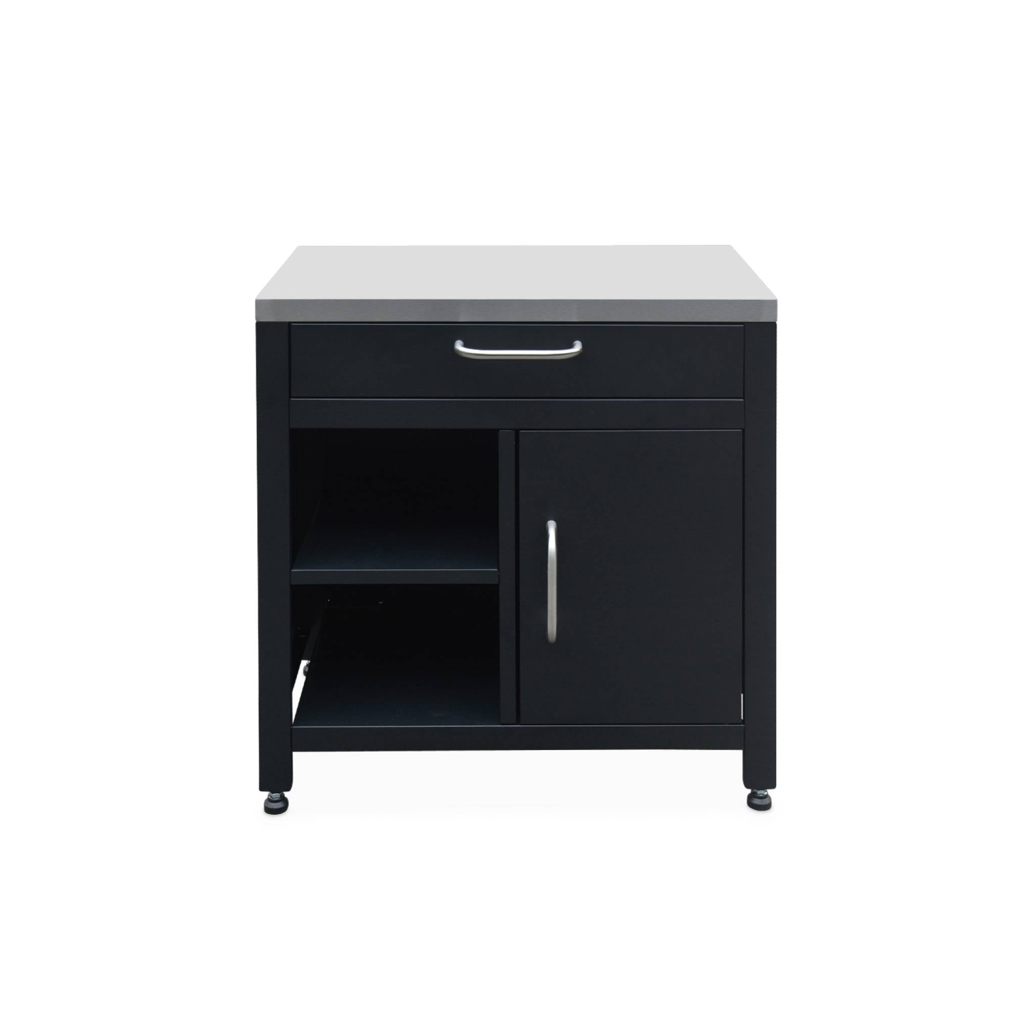 Cucina esterna 5 moduli con barbecue a gas 4 bruciatori, nero