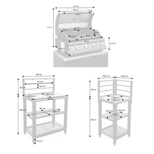 Cucina esterna 5 moduli con barbecue a gas 4 bruciatori, nero