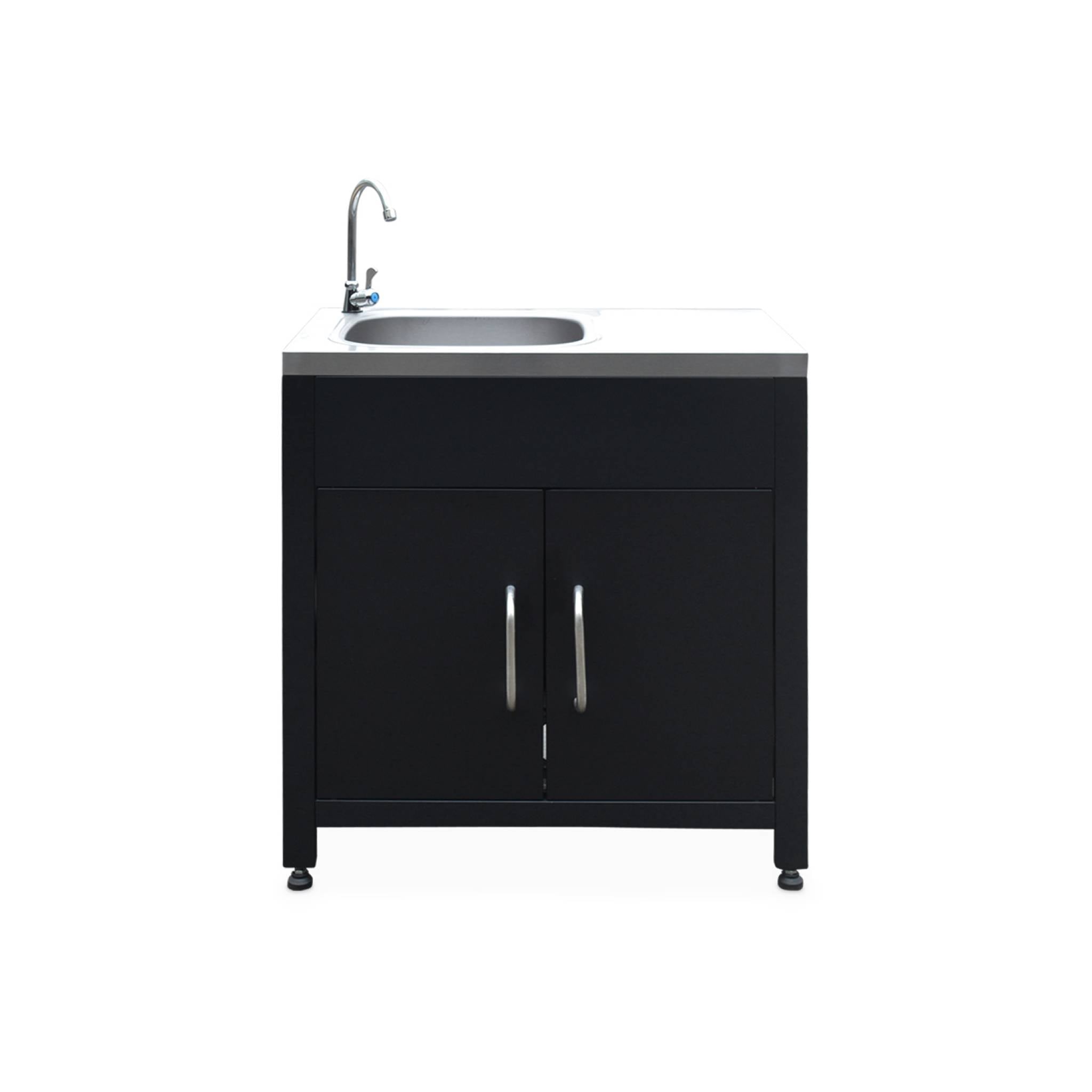 Mobili per cucina da esterno, 4 moduli in acciaio, nero