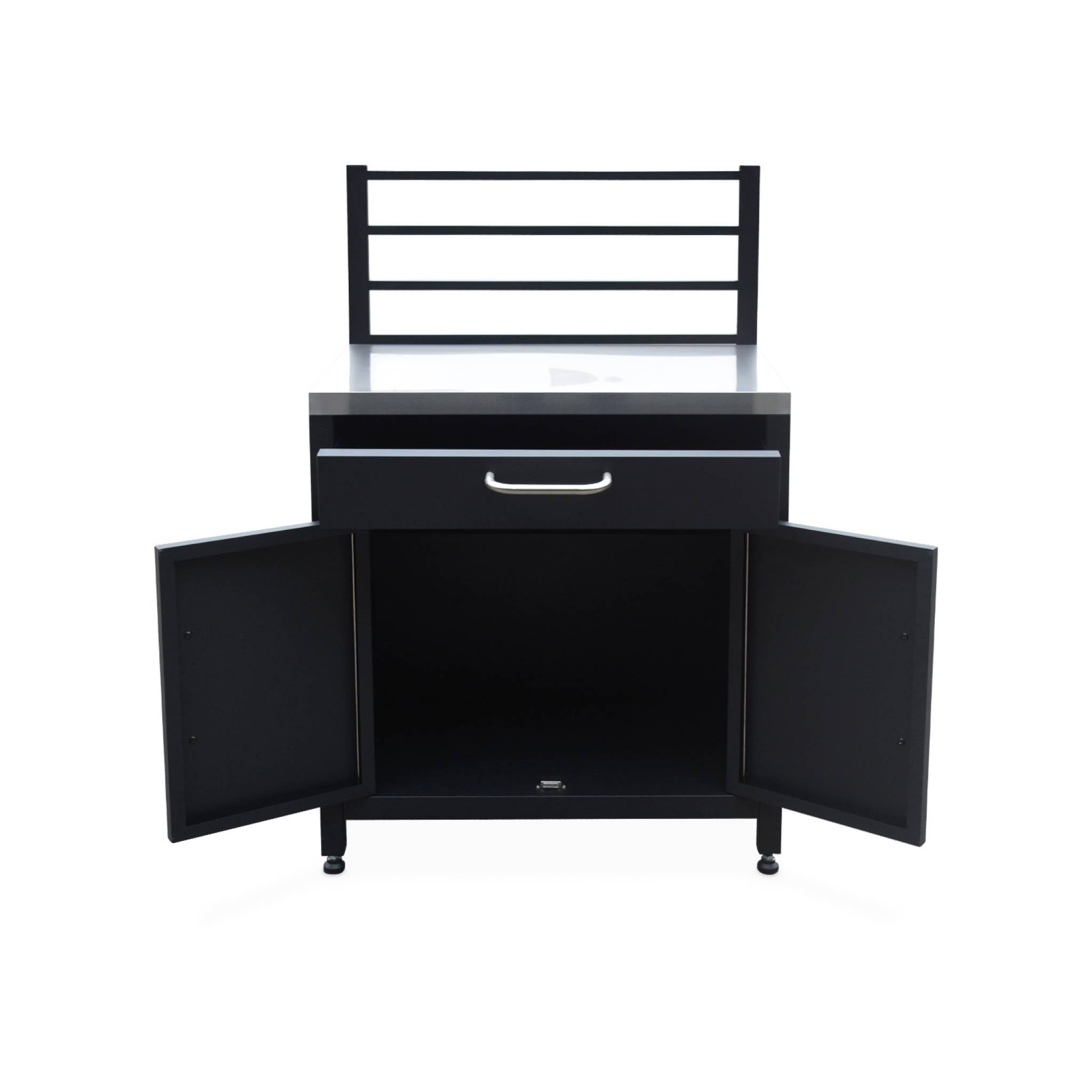 Mobili per cucina da esterno, 4 moduli in acciaio, nero