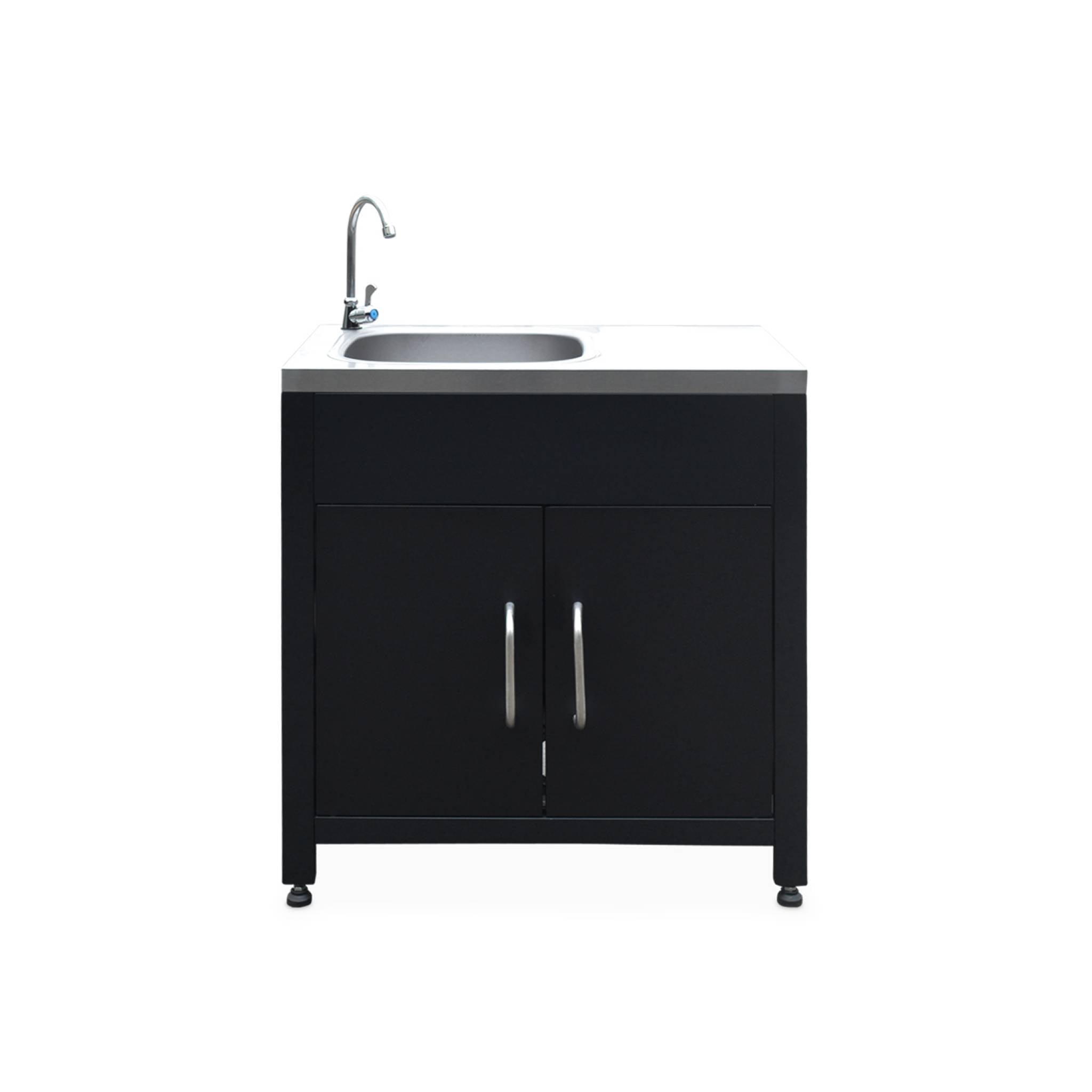 Mobili per cucina da esterno, in acciaio inox, 6 moduli, nero