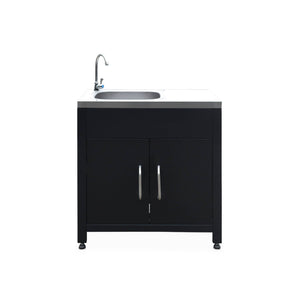 Mobili per cucina da esterno, in acciaio inox, 6 moduli, nero