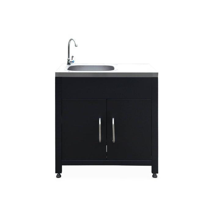 Mobili per cucina da esterno, in acciaio inox, 6 moduli, nero