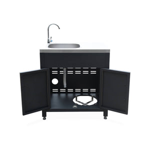 Mobili per cucina da esterno, in acciaio inox, 6 moduli, nero