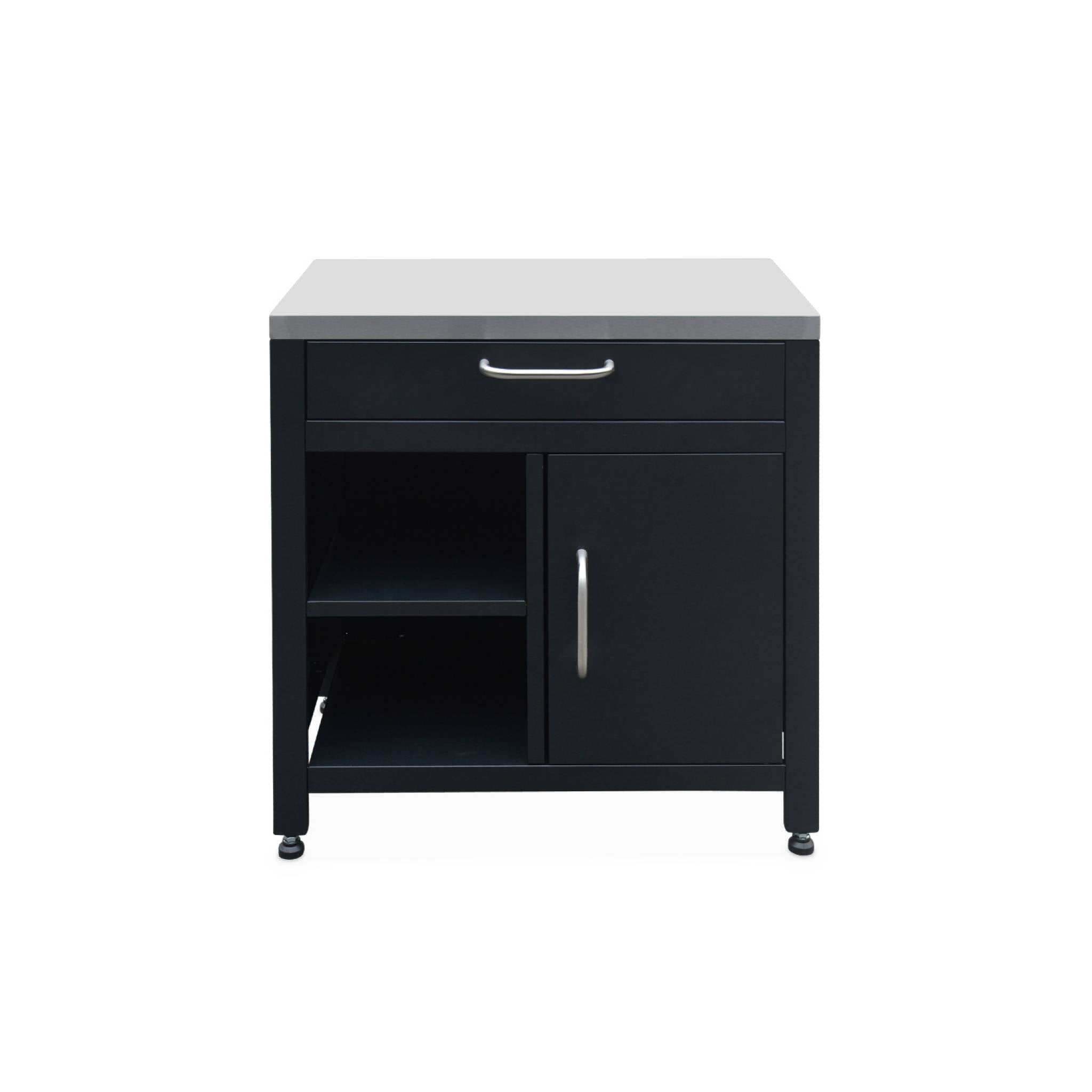 Mobili per cucina da esterno, in acciaio inox, 6 moduli, nero