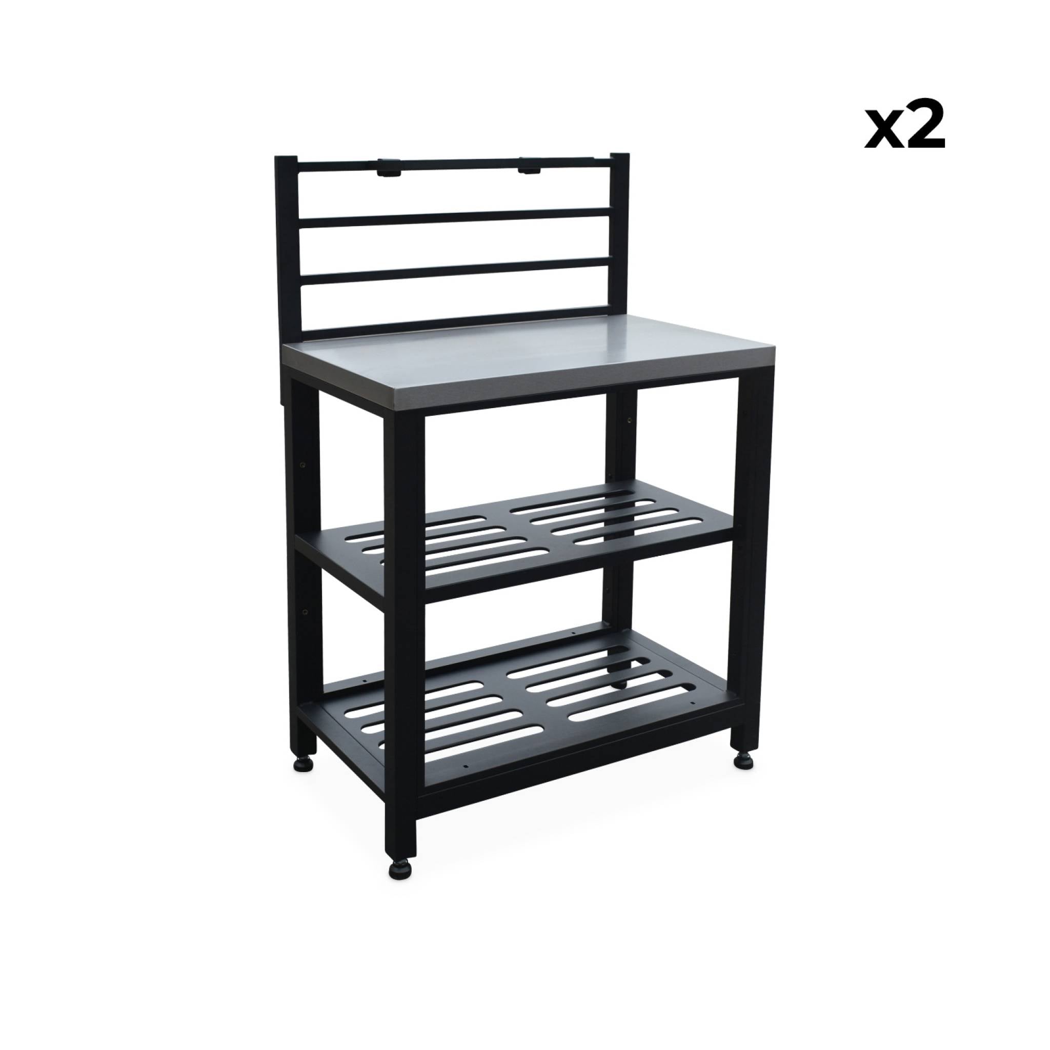 Mobili per cucina da esterno, in acciaio inox, 6 moduli, nero